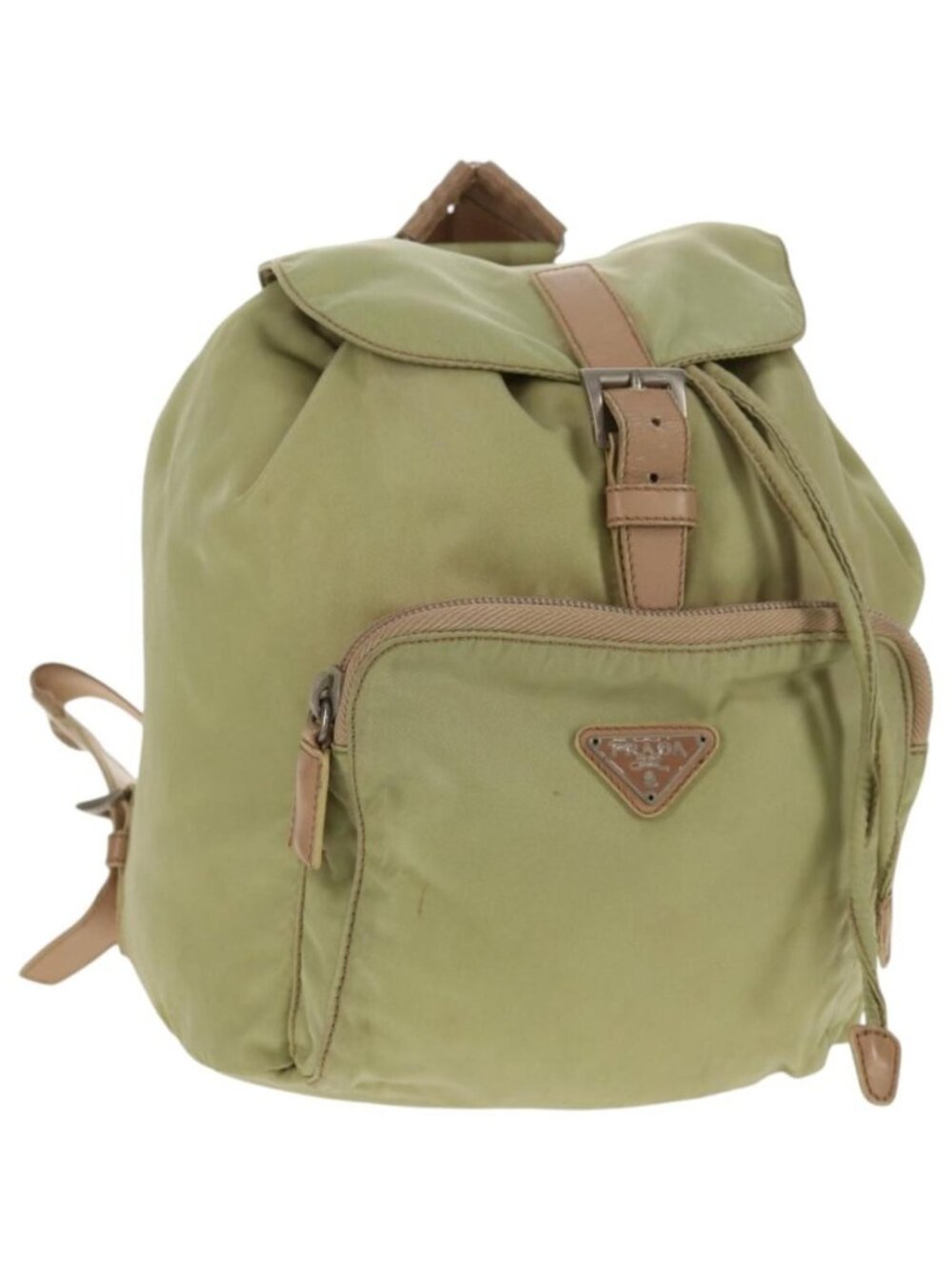 PRADA Backpack Nylon Beige Silver